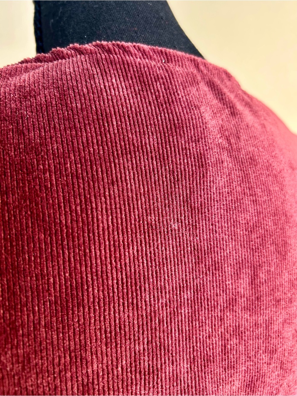 American Rag Burgundy, Rose Ribbed Velour Ruched Button Front Top - Size S - Picture 5 of 9